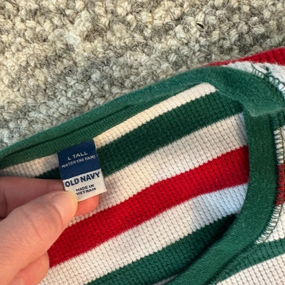 Old Navy Striped Holiday Pajama Set - Green, Red, White